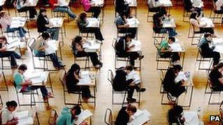 Students taking exam