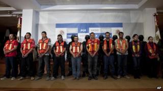 Suspected members of the Sinaloa cartel in Mexico City on 23 January 2012