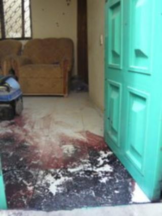 Bloodstains near bedroom door of house in Kano raided by security forces following 20 January bombings