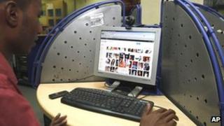 Internet user in Hyderabad, India, file pic