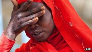a Sudanese woman complains on January 19, 2012 about the deteriorating security situation around the Kassab camp - handout picture released by the UN-African Union peacekeeping mission, January 2012