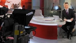 Tim Wilcox on the set of the BBC News Channel