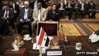 Empty Syrian seat at Arab League meeting in Cairo