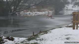 The man crawling across the River Stour