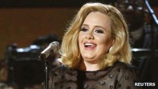 Adele performing at the Grammys
