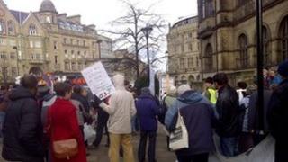 Protest outside Sheffield Town Hall