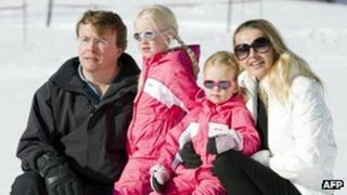 Prince Johan Friso with Princess Mabel and their daughters in Lech, Austria in 2011