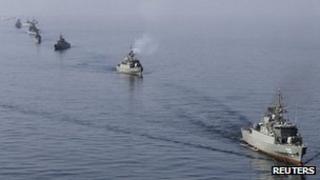 Iranian navy on exercise near Strait of Hormuz. 3 Jan 2012