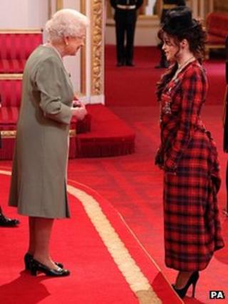 Helena Bonham Carter with the Queen
