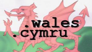 Welsh flag with .wales and .cymru