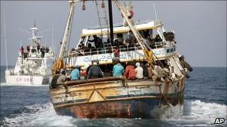 Migrant boat in Mediterranean - file pic