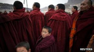 File photo of monks in Sichuan province
