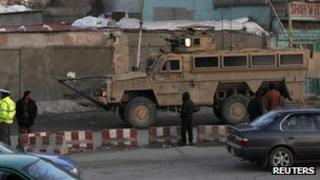 Scene close to Afghan interior ministry, 25 Feb 2012