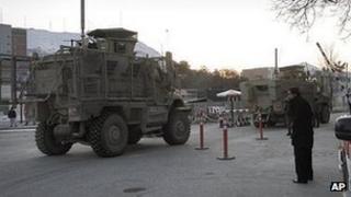 Scene close to Afghan interior ministry, 25 Feb 2012