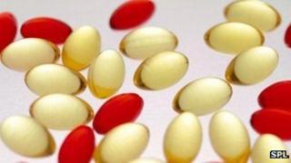 Tablets encased in gelatin