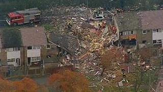 Aerial shot of blast scene