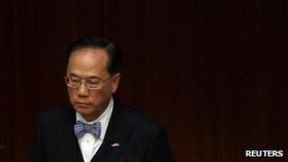 Donald Tsang at the chamber of Hong Kong's Legislative Council, 1 March 2012