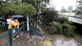 Rising floodwater in the Sydney suburb of Windsor after the flood gate of the Warragamba Dam were opened in Sydney, Australia, 3 March, 2012