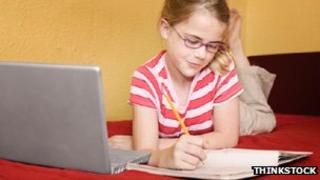 Girl doing homework