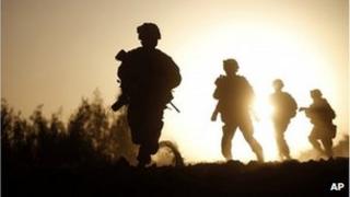 US Marines run for new cover in Nawa district, Helmand province, file image