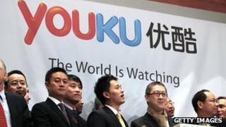Victor Koo chairman of Youku at the company's listing on the New York Stock Exchange