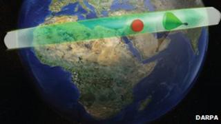 Graphic showing airborne coverage of a SeeMe satellite