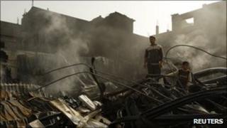 Demolished building in Gaza City on Wednesday