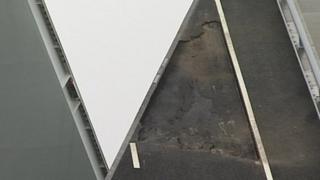 Surface missing on the Twin Sails Bridge in Poole