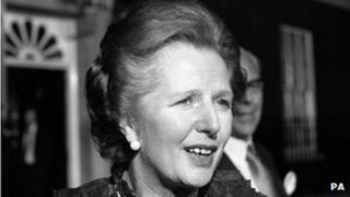 Margaret Thatcher outside 10 Downing Street