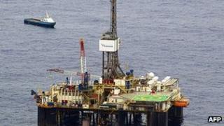 File image of oil rig in Frade field off Rio de Janeiro