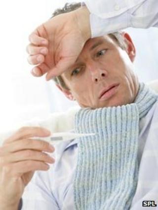 Man with temperature