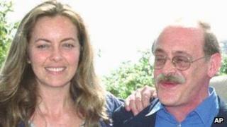 Antonio Tabucchi at the 1996 Cannes Film Festival with British actress Greta Scacchi