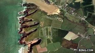 Aerial view of Treyarnon Bay