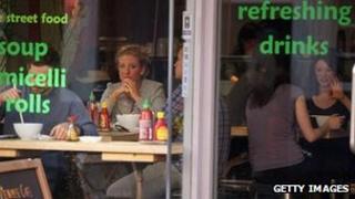 People in a cafe in London