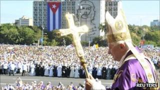 Pope Benedict celebrating mass in Havana's Revolution Square, 28 March 2012