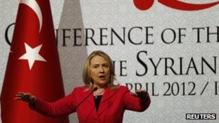 US Secretary of State Hillary Clinton speaks at the conference