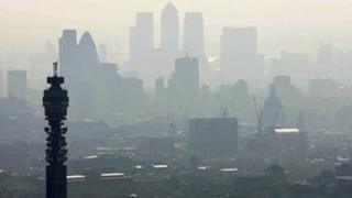 London skyline in the smog