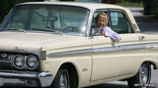 Rachel Veitch in her trusty Mercury