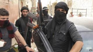 Free Syrian Army fighters in Damascus (1 April 2012)