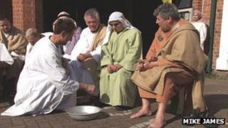 Passion play rehearsal