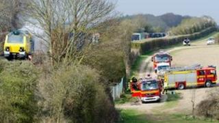 Freightliner Freight Train fire between Micheldever and Winchester by Adrian Williams