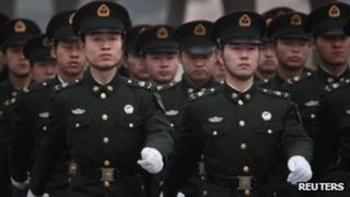Soldiers from the Chinese People's Liberation Army
