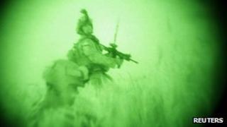night-vision image of raid