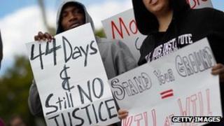 Protesters outside Senator Marco Rubio's Miami office, 9 April 2012