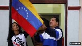 Hugo Chavez and his daughter Rosa Virginia on 13 April 2012
