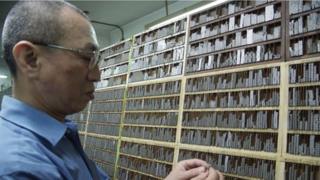 Mr Chang with Chinese characters made out of lead