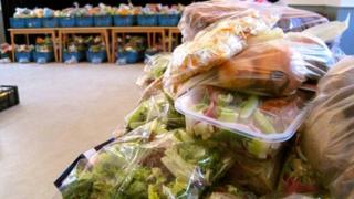 Crates of food