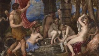 Diana ac Actaeon, 1556-59 gan Titian © Yr Oriel Genedlaethol, Llundain.