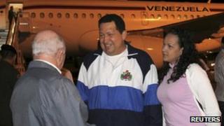 Venezuelan President Hugo Chavez (C) and his daughter Rosa Virginia