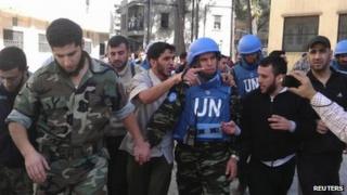 UN monitors in Homs, Syria. Photo: April 2012